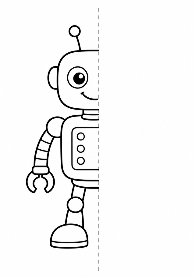 Robot draw-the-other-half worksheet sample