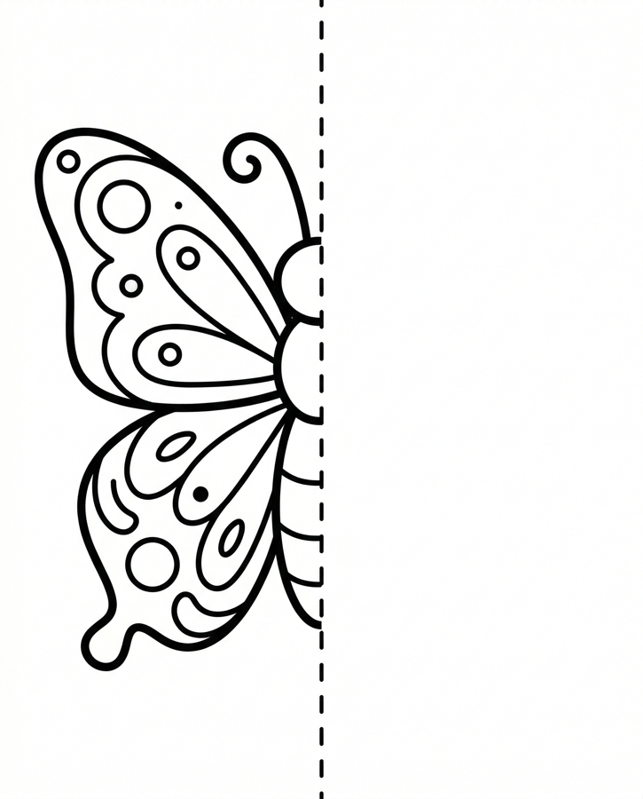 Half butterfly mirror drawing worksheet example