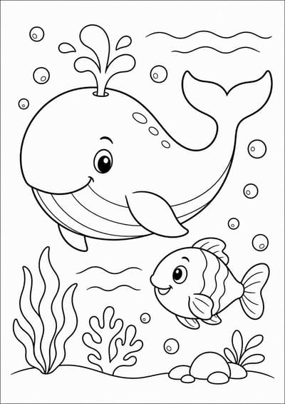 Ocean animals printable coloring page for kids ages 6-8