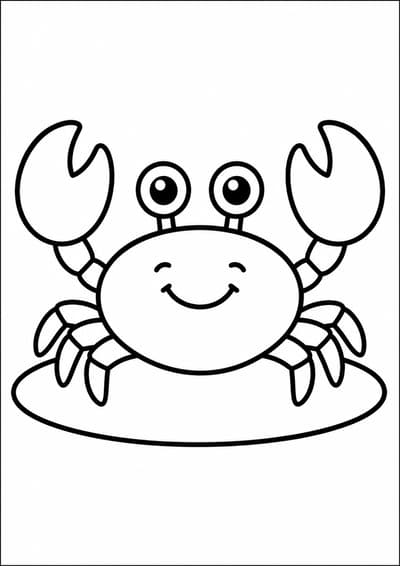 Simple crab animal coloring page for kids ages 3-5