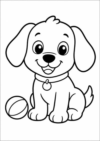 Simple puppy sitting animal coloring page for kids ages 3-5