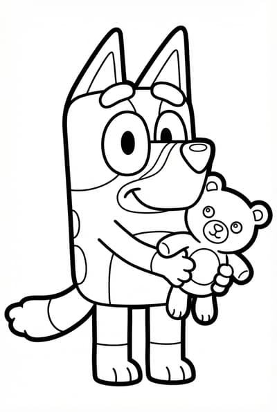 Bingo with teddy coloring page for kids age 3-5