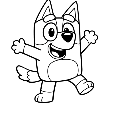 Happy Bluey coloring page for kids age 3-5, large shapes