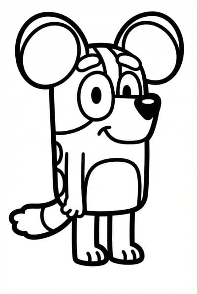 Simple Bluey outline coloring page for toddlers age 3-5