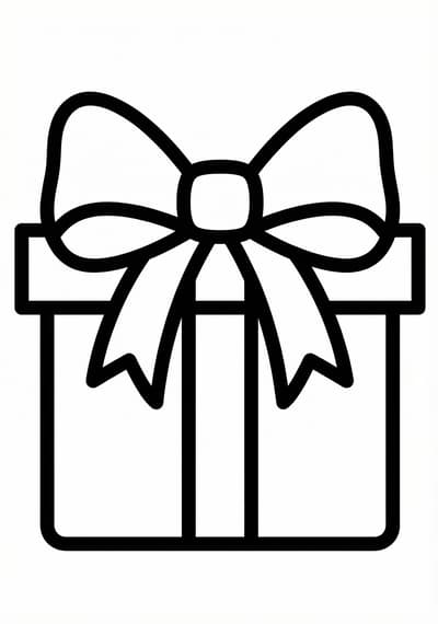 Present with bow Christmas coloring page for preschool age 3-5