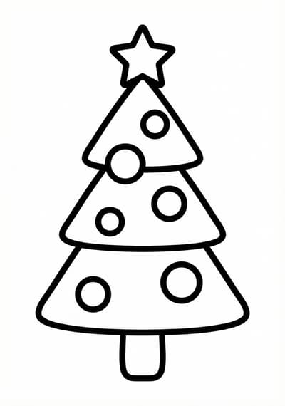 Small Christmas tree coloring page for kids age 3-5