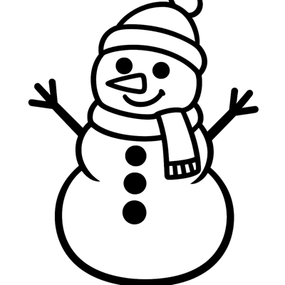 Snowman coloring page for toddlers age 3-5, large simple shapes