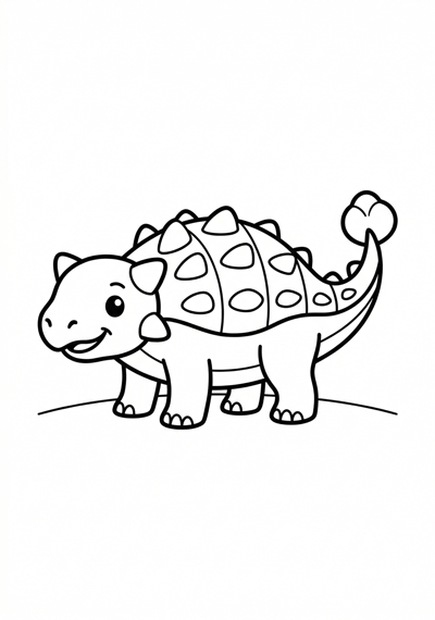 Ankylosaurus dinosaur coloring page for preschool age 3-5, thick outlines