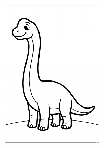 Simple Brachiosaurus dinosaur coloring page for kids age 3-5, thick outlines