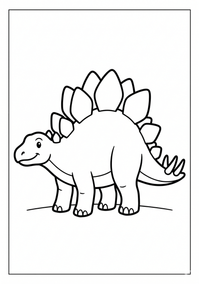 Stegosaurus dinosaur coloring page for preschool age 3-5, easy to color