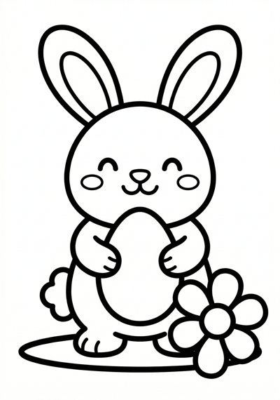 Cute Easter bunny coloring page for preschool age 3-5, easy to color