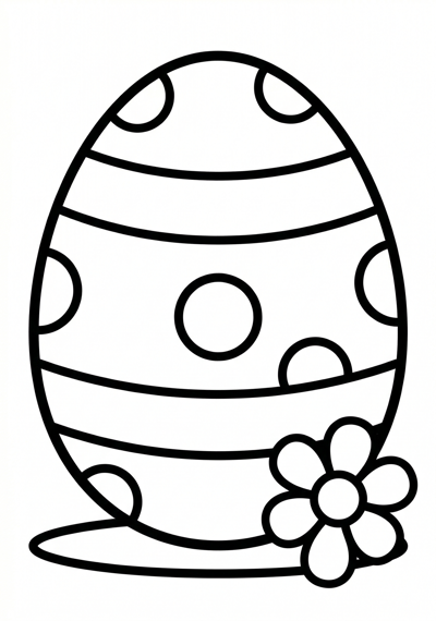 Oval Easter egg coloring page for kids age 3-5, thick outlines