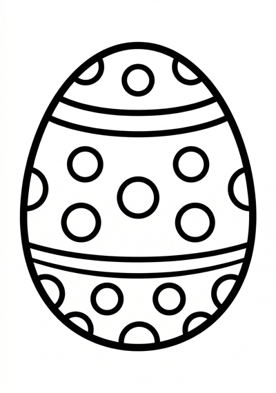 Single Easter egg coloring page for kids age 3-5, simple outlines