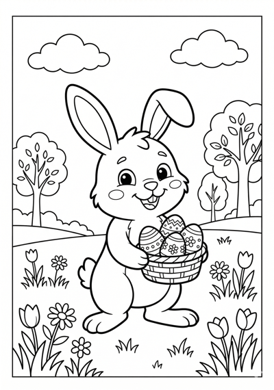 Spring eggs and flowers Easter coloring page for kids age 6-8