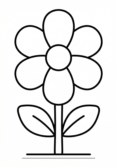 Simple lily flower coloring page for kids age 3-5, thick outlines