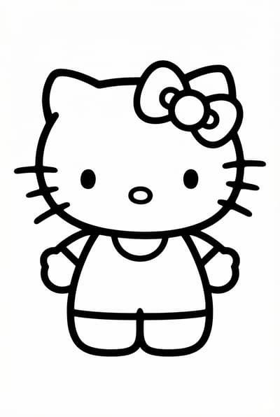 Simple Hello Kitty outline coloring page for toddlers age 3-5