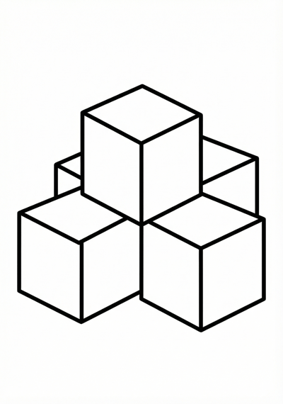 Big block shapes Minecraft coloring page for toddlers age 3-5