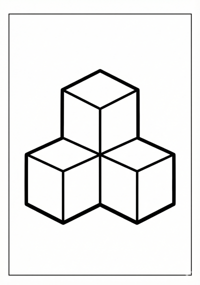 Minimal block world Minecraft coloring page for kids age 3-5, large open areas