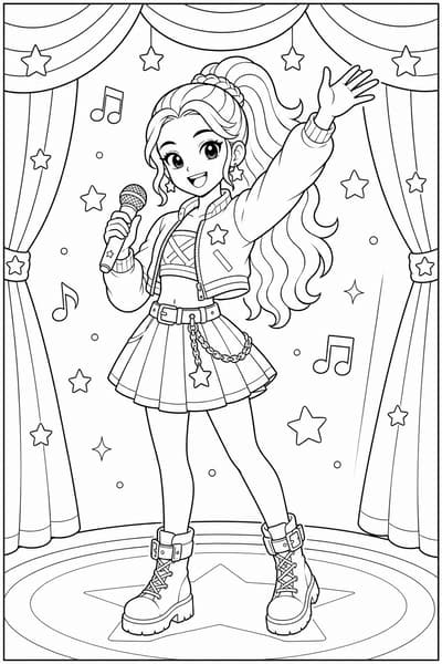 Rumi Curtain Call printable Rumi coloring page for kids ages 6-8