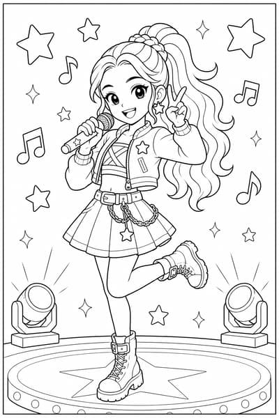 Rumi Cute Performance printable Rumi coloring page for kids ages 6-8