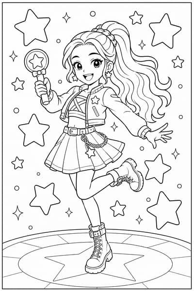Rumi Dance with Stars printable Rumi coloring page for kids ages 6-8