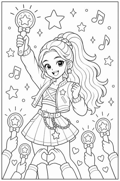 Rumi Fan Lightstick printable Rumi coloring page for kids ages 6-8