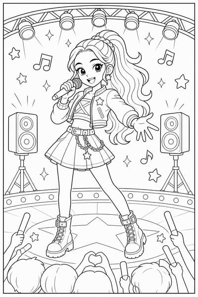 Rumi Mini Concert printable Rumi coloring page for kids ages 6-8