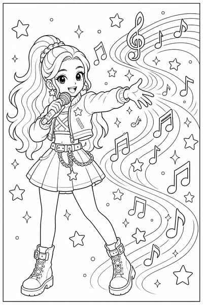 Rumi Music Wave printable Rumi coloring page for kids ages 6-8