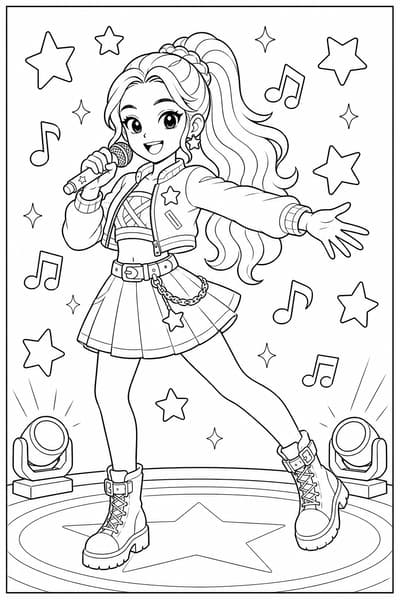 Rumi Side Step Dance printable Rumi coloring page for kids ages 6-8