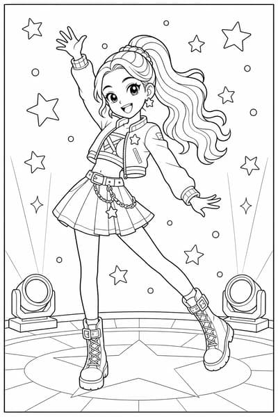 Rumi Stage Dance Pose printable Rumi coloring page for kids ages 6-8