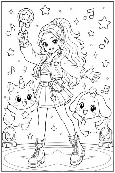 Rumi with Two Spirits printable Rumi coloring page for kids ages 6-8