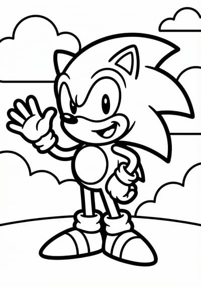 Happy Sonic coloring page for kids age 3-5