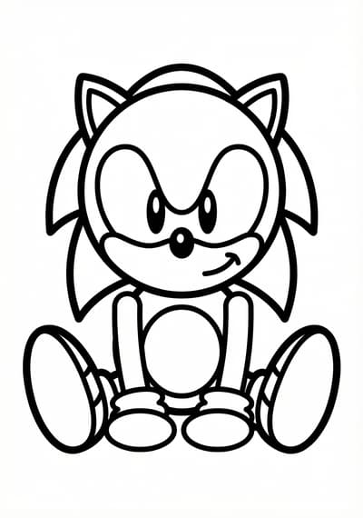 Sonic sitting down coloring page for kids age 3-5
