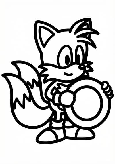 Tails with ring coloring page for kids age 3-5