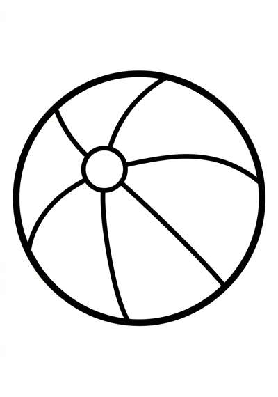 Simple beach ball summer coloring page for kids age 3-5