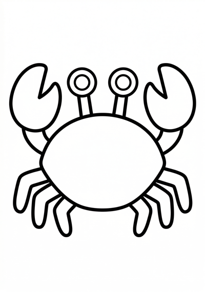 Simple crab summer coloring page for kids age 3-5