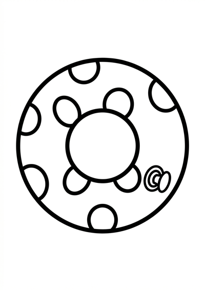 Simple pool float ring summer coloring page for kids age 3-5
