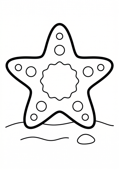 Simple starfish summer coloring page for kids age 3-5