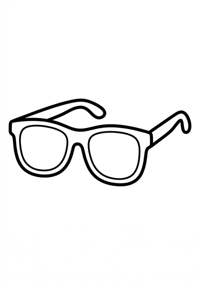 Simple sunglasses summer coloring page for kids age 3-5