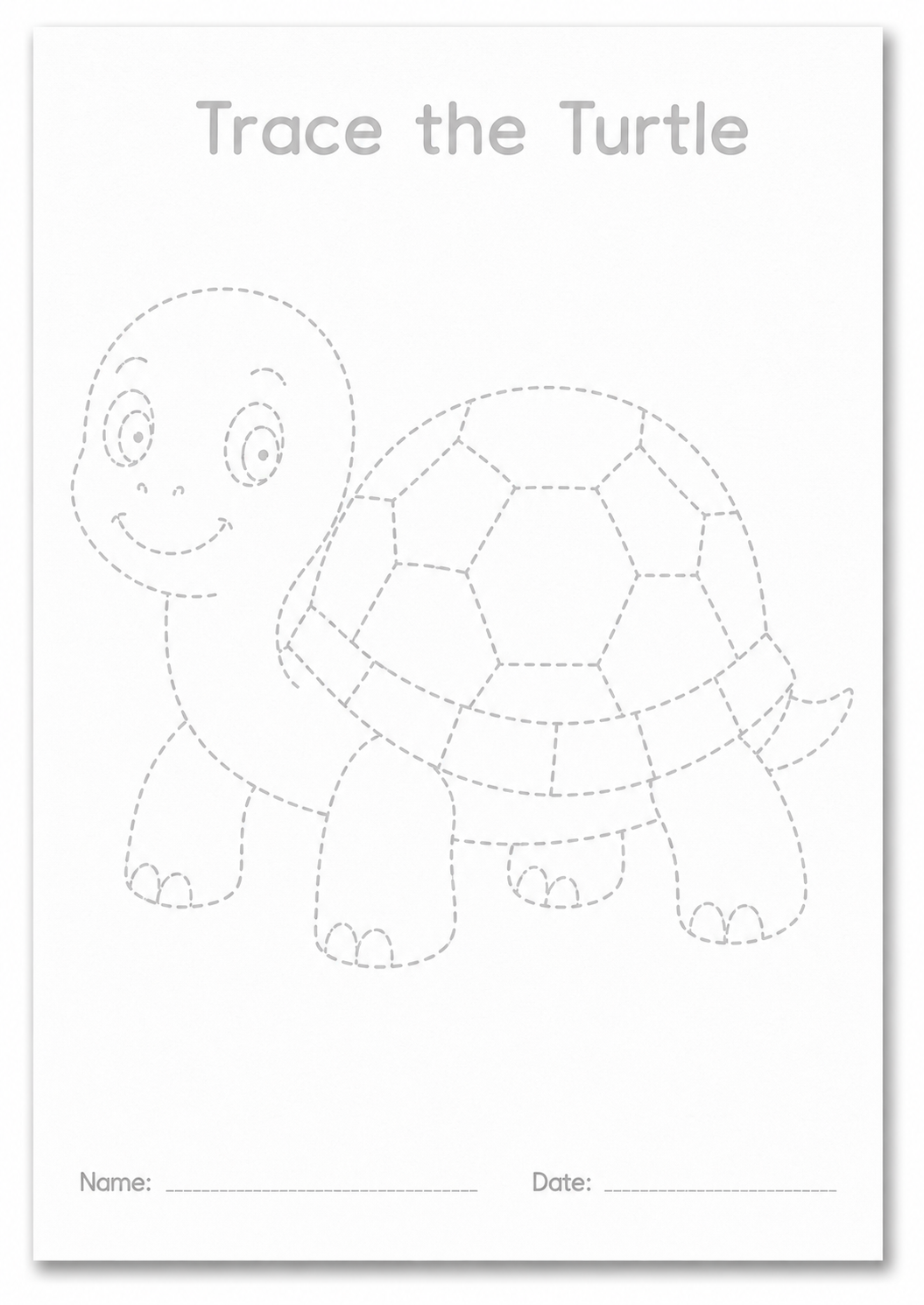 Trace and Color turtle worksheet example